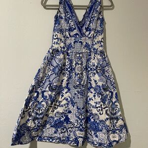 Heart of haute blue white retro inspired dress S